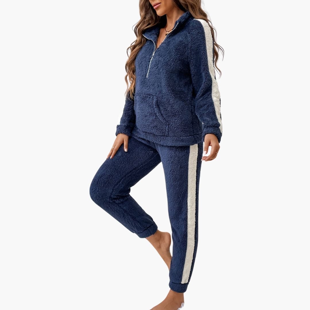 Ladies Cozy Sleepwear Set with Hoodie Top