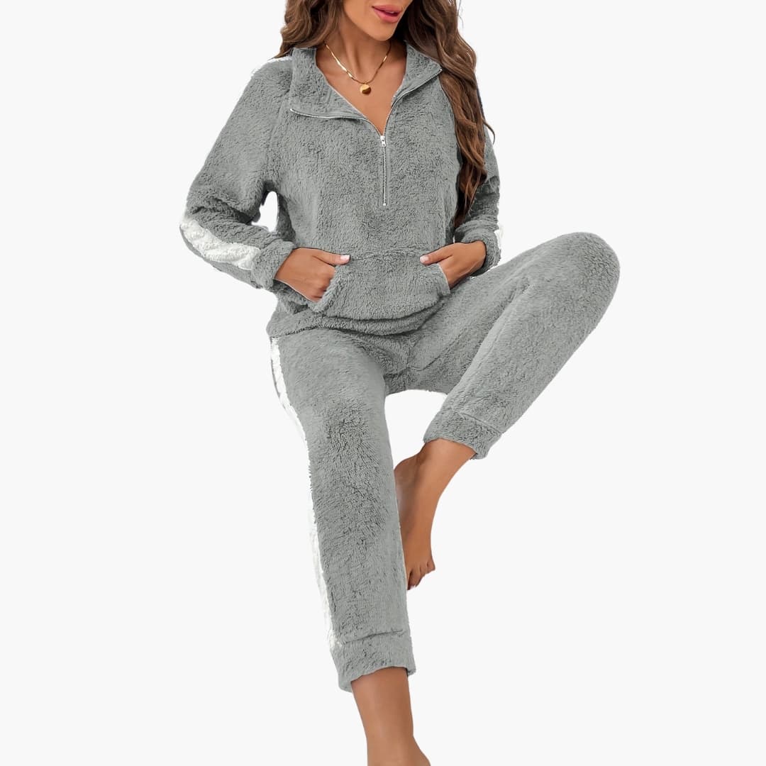Ladies Cozy Sleepwear Set with Hoodie Top