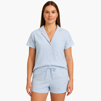 Ladies Comfort Sleepwear Short Sleeve Pajama Set - Olytrend