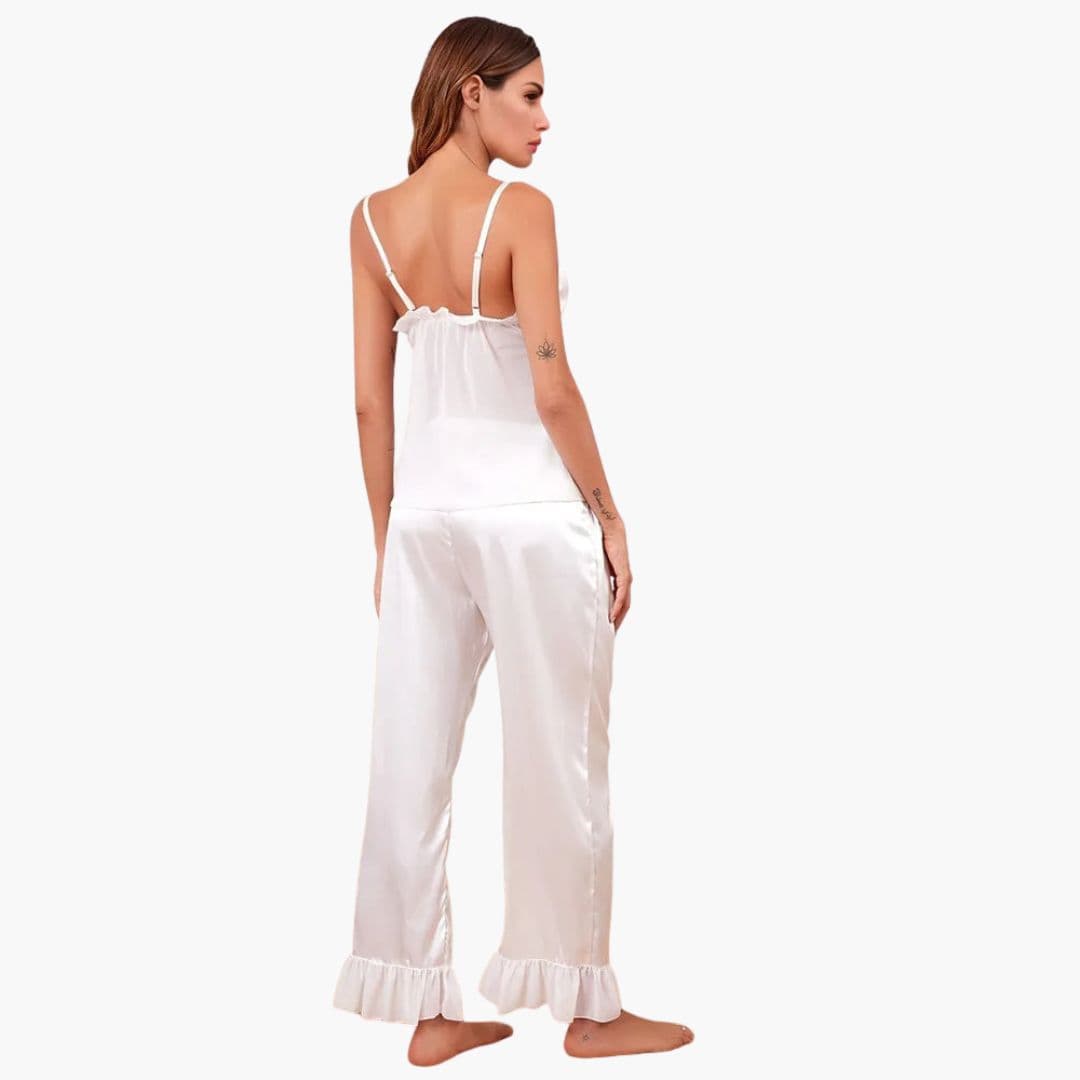 Ladies Soft Pajama Set with Frilly Top