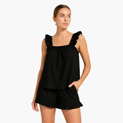 Comfy Women's Pajamas with Soft Ruffles and Stretch Waist