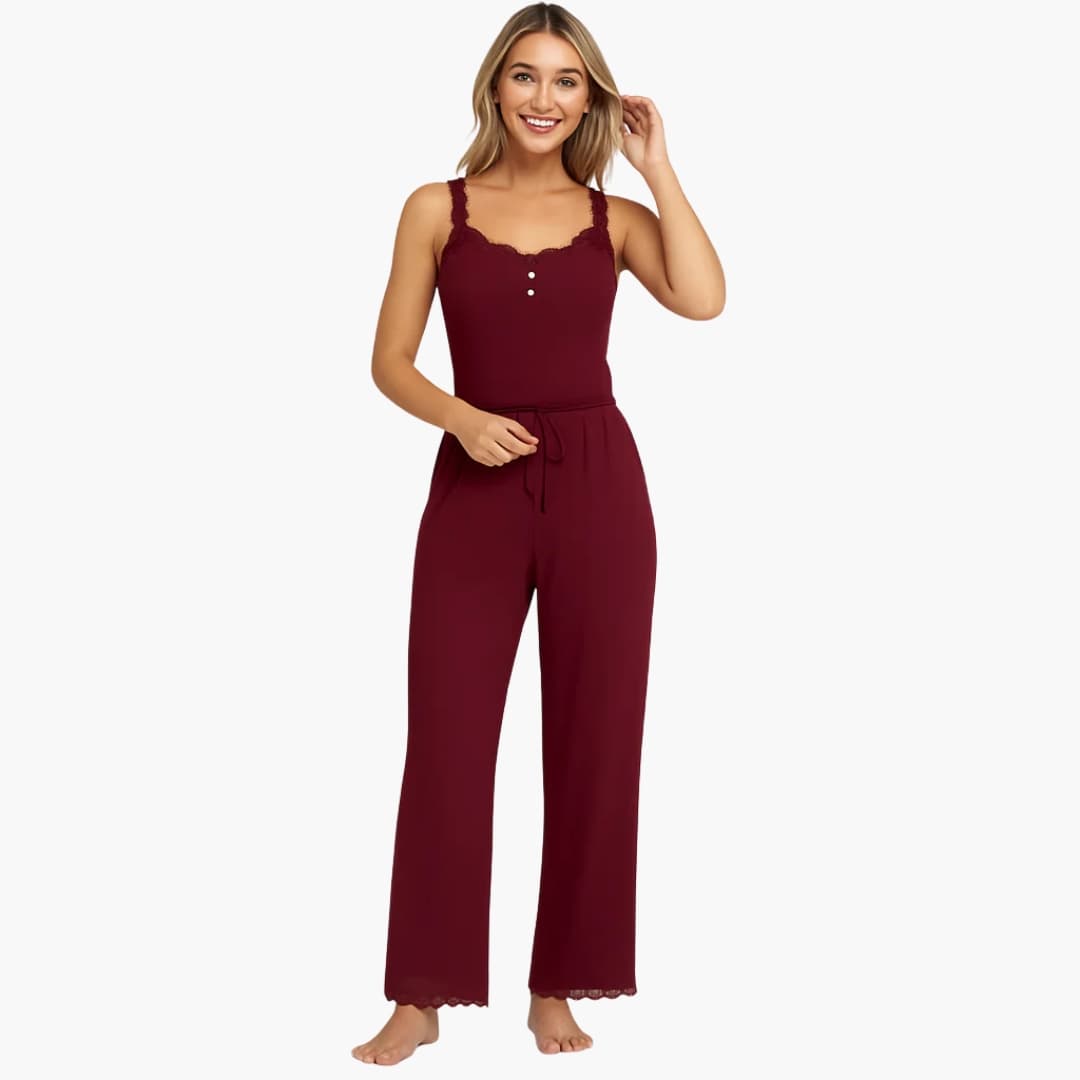 Soft Ladies Sleepwear Set with Ruffle Detail Pants