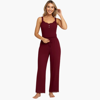 Soft Ladies Sleepwear Set with Ruffle Detail Pants