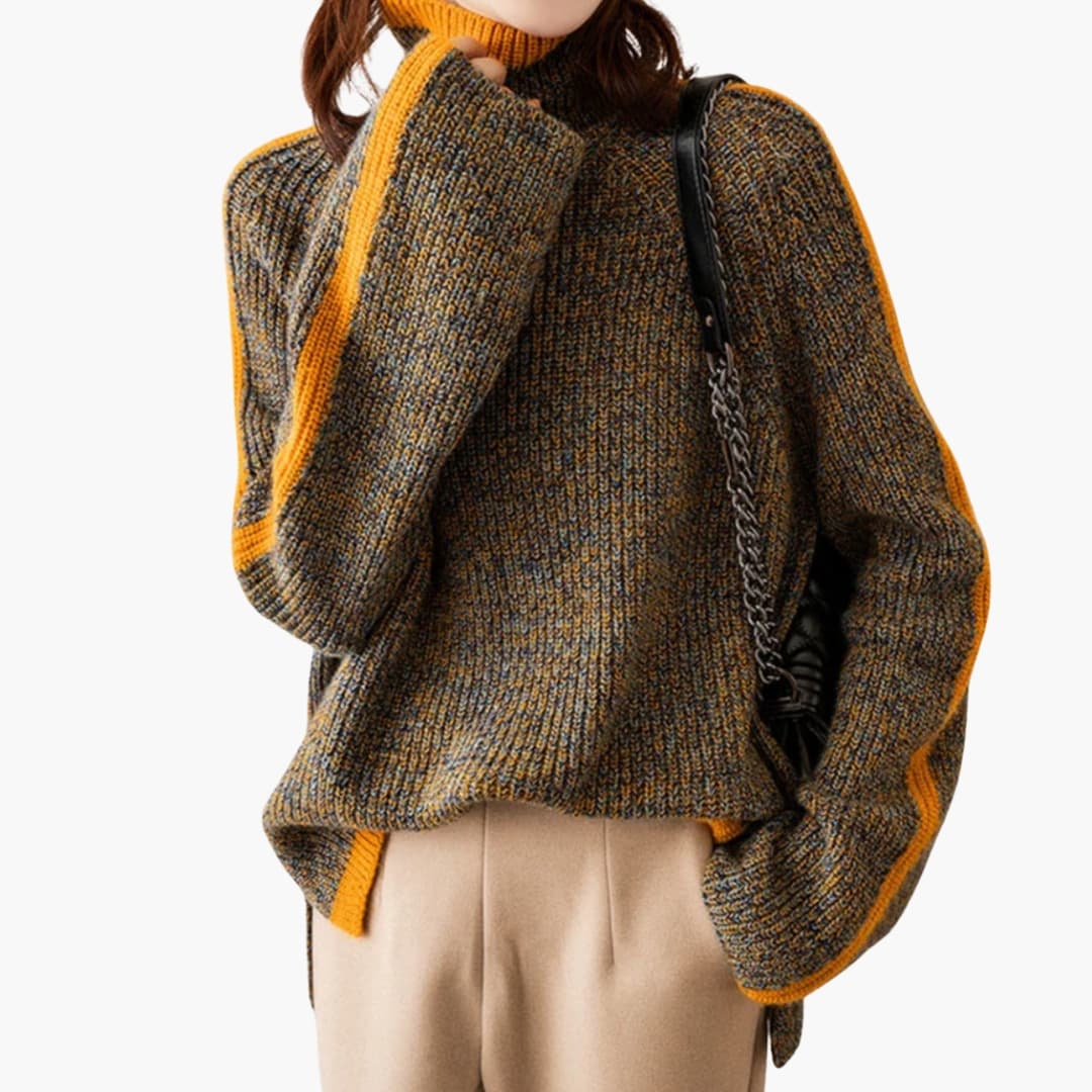 Fashionable Horizontal Neck Warm Sweater - Olytrend