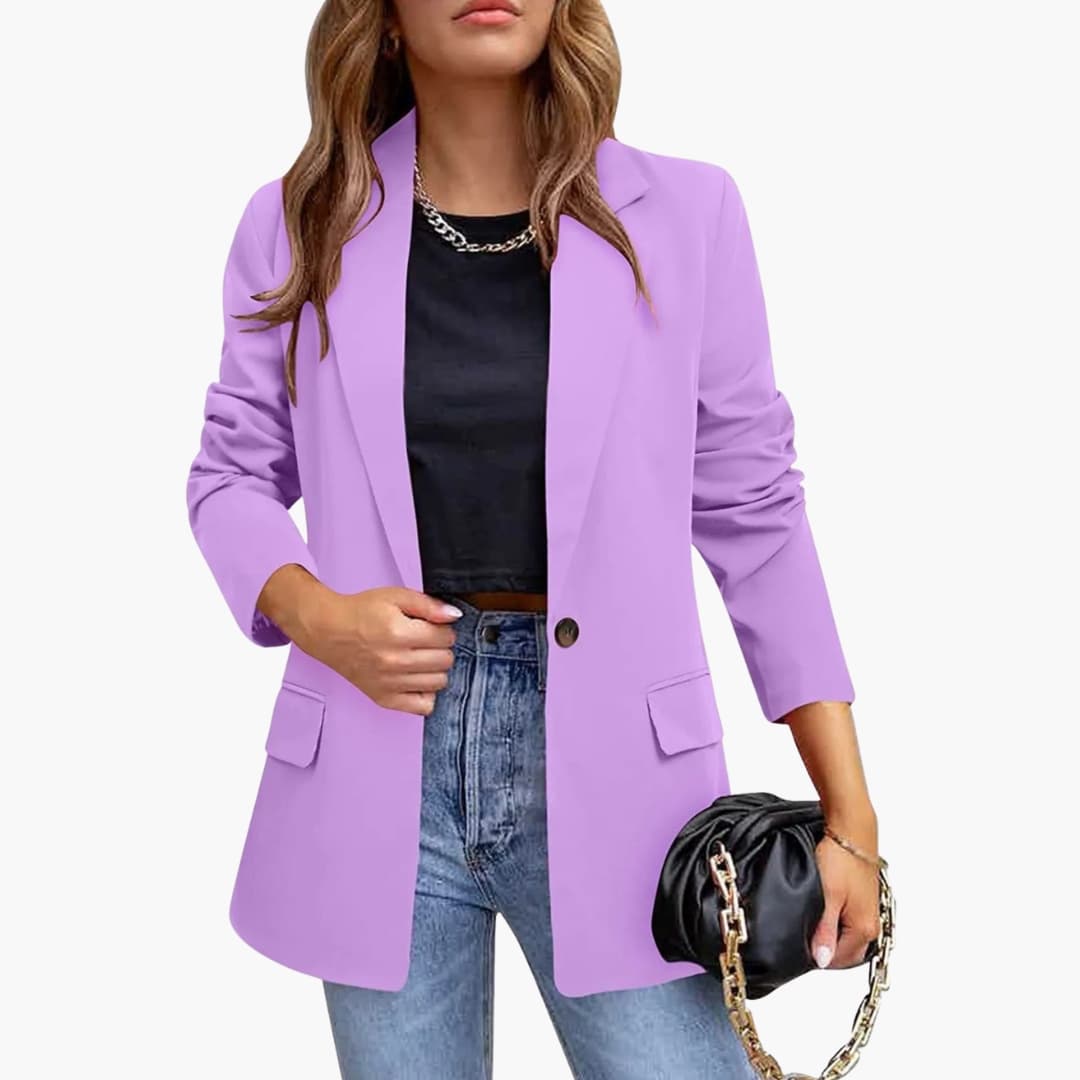 Women's Tailored Fit Jacket with Classic Collar and Long Sleeves - Olytrend