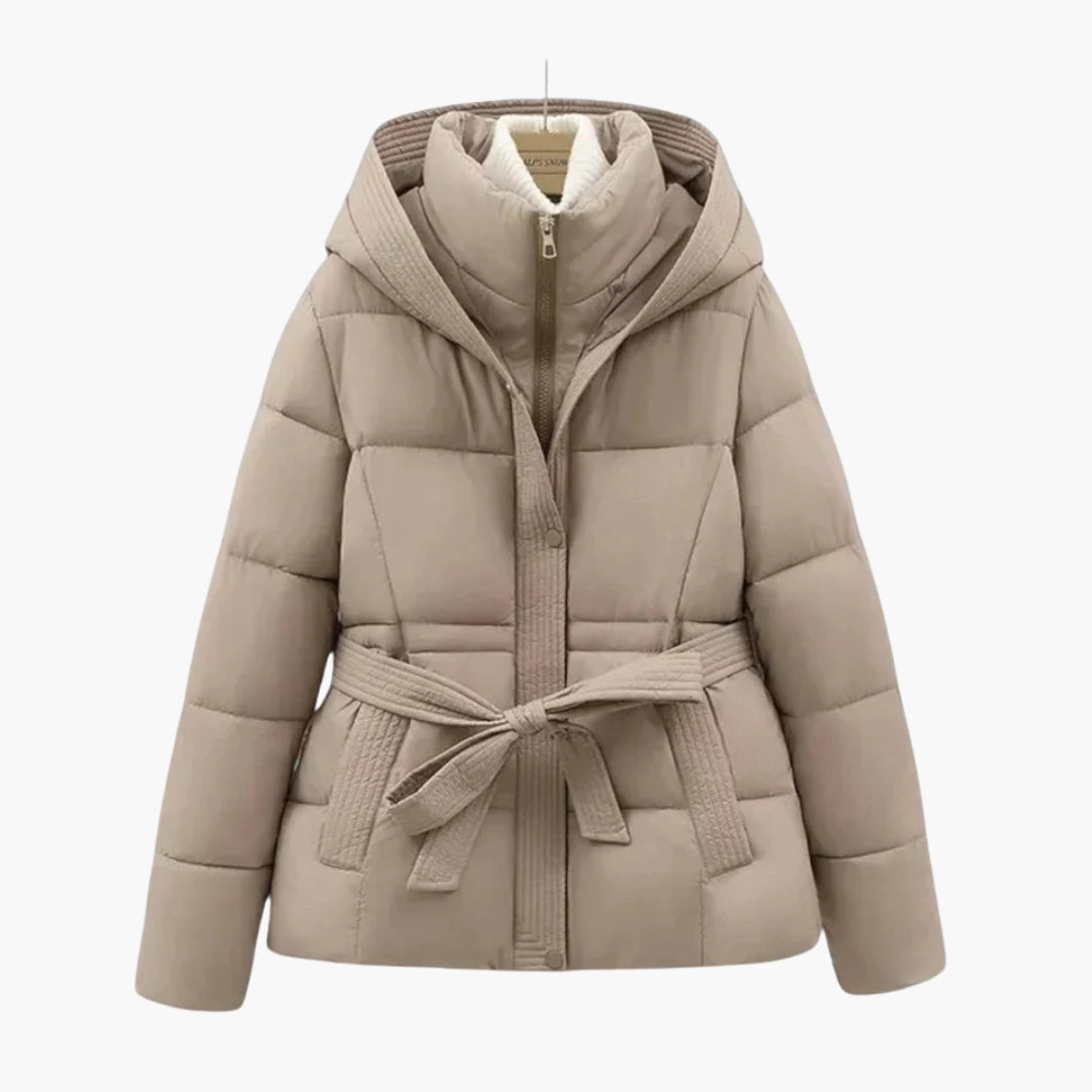 Ladies Insulated Parka with Hood and Adjustable Waist