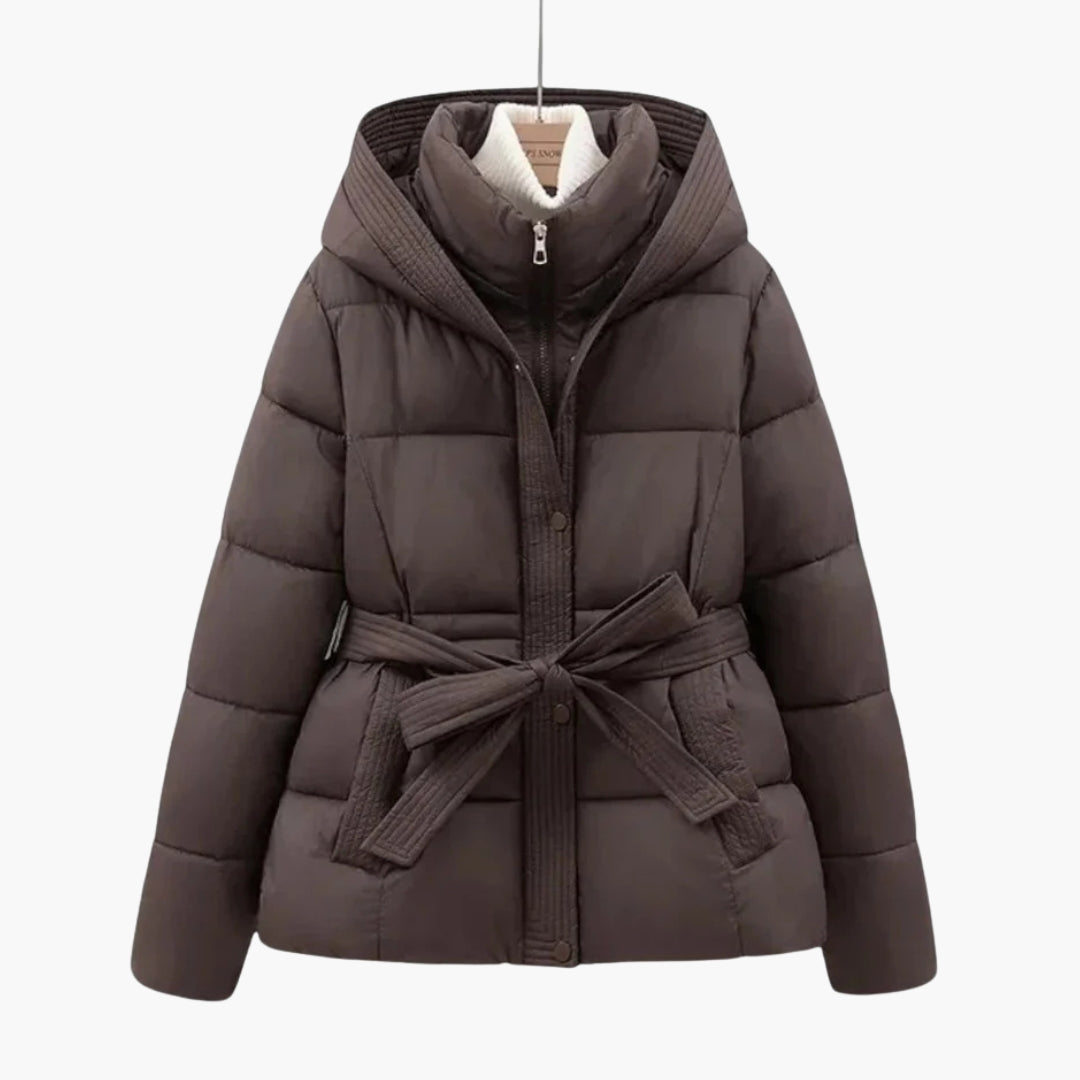 Ladies Insulated Parka with Hood and Adjustable Waist