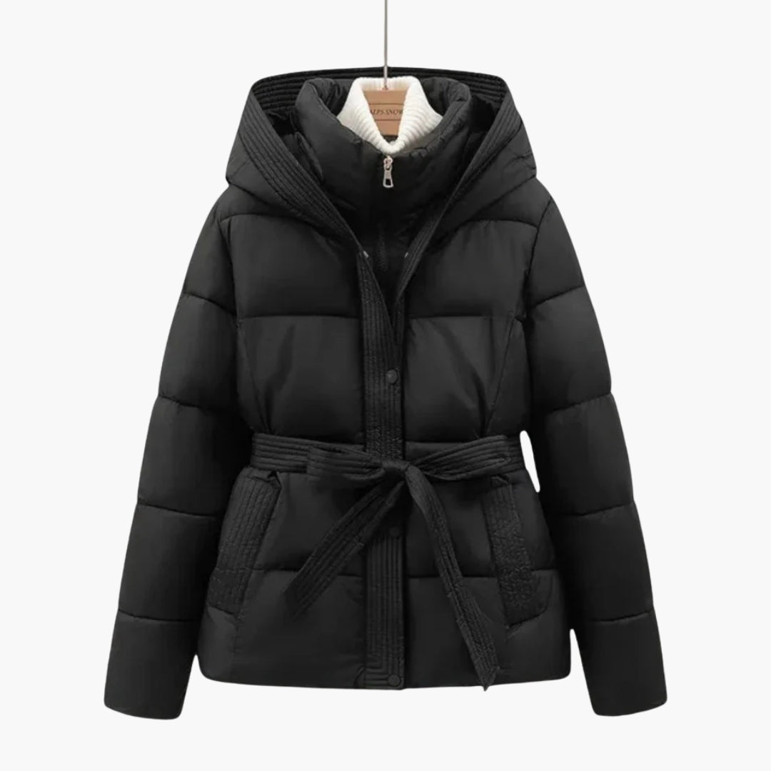 Ladies Insulated Parka with Hood and Adjustable Waist