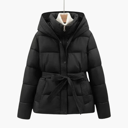 Ladies Insulated Parka with Hood and Adjustable Waist