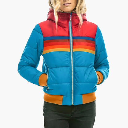 Warm Women's Padded Parka with Hood and Zip