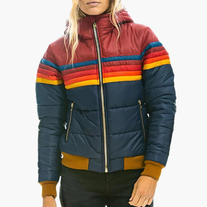 Warm Women's Parka Coat with Hood and Zip
