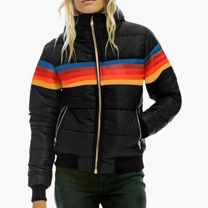 Warm Women's Padded Parka with Hood and Zip