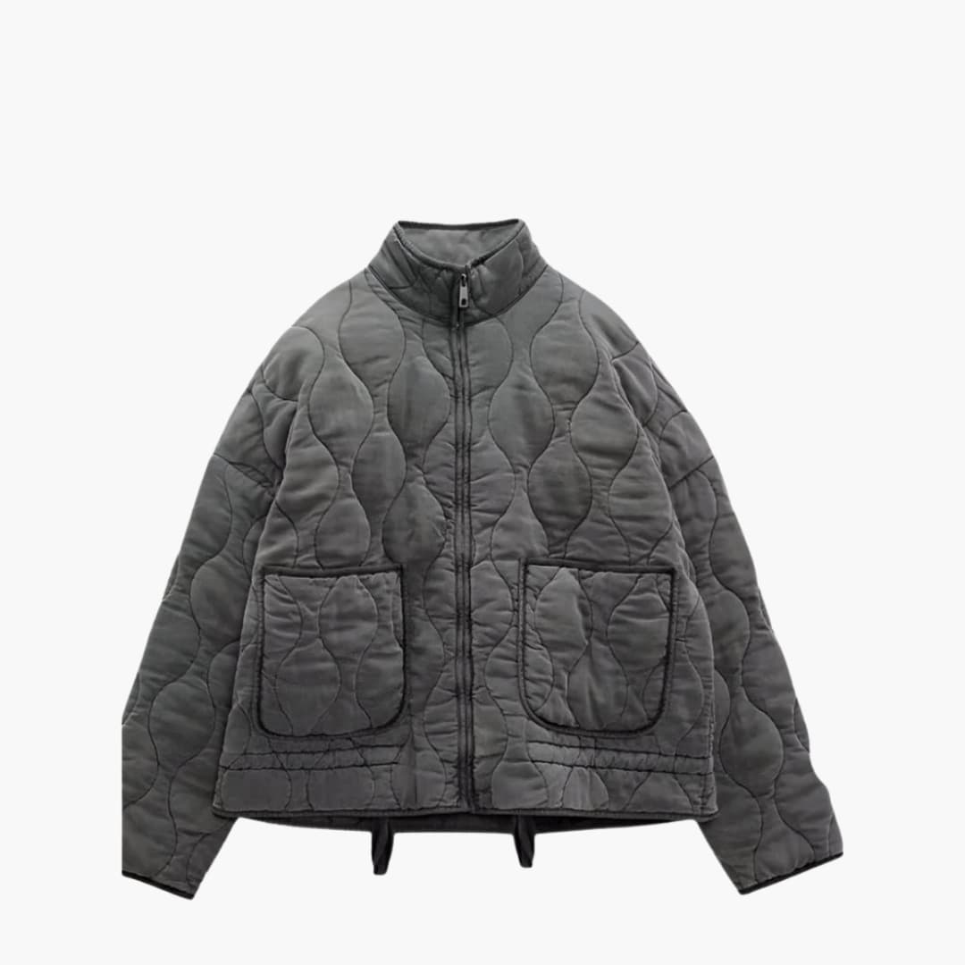 Women's Padded Zip Up Coat with Pockets - Olytrend