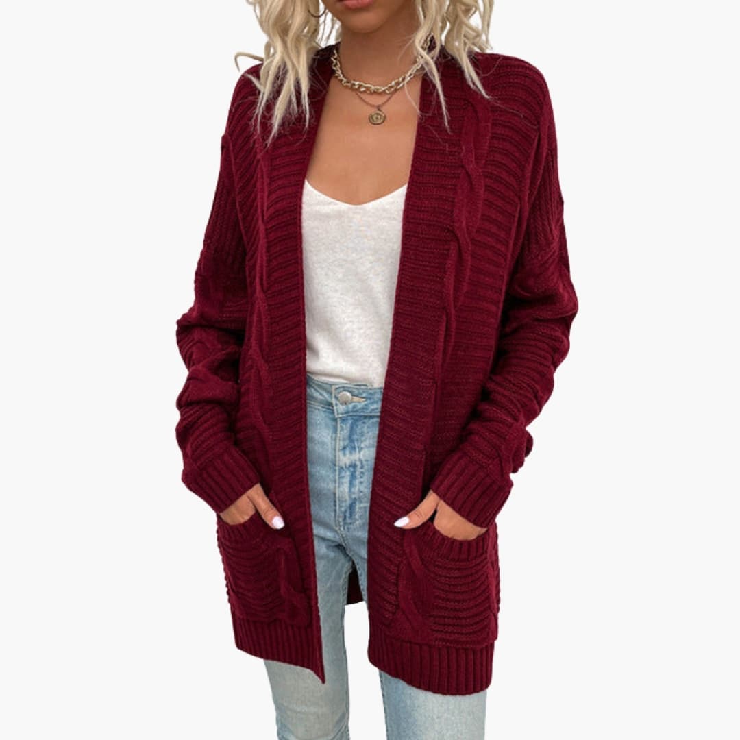 Ladies Cozy Long Sleeve Open Cardigan Sweater