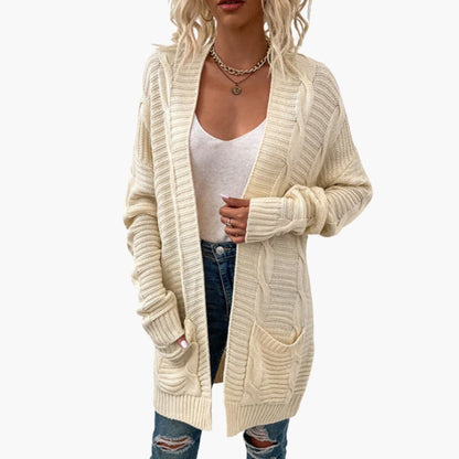 Ladies Cozy Long Sleeve Open Cardigan Sweater