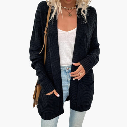 Ladies Cozy Long Sleeve Open Cardigan Sweater