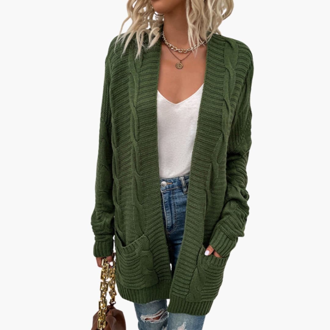 Ladies Cozy Long Sleeve Open Cardigan Sweater