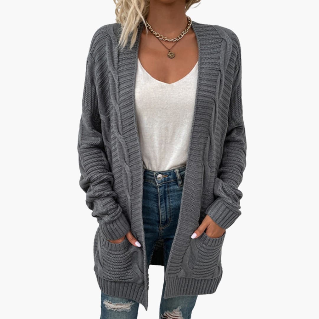 Ladies Cozy Long Sleeve Open Cardigan Sweater