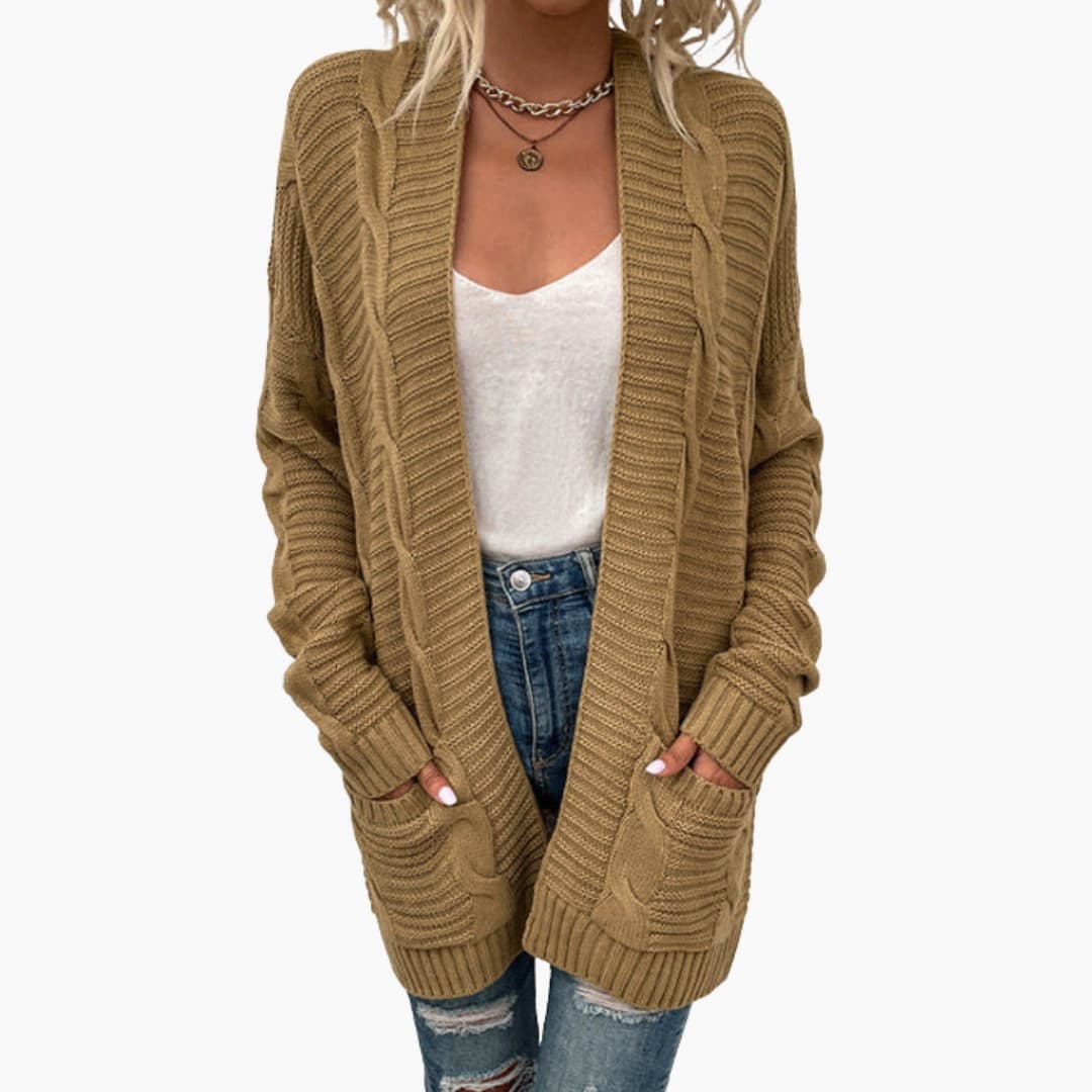 Ladies Cozy Long Sleeve Open Cardigan Sweater