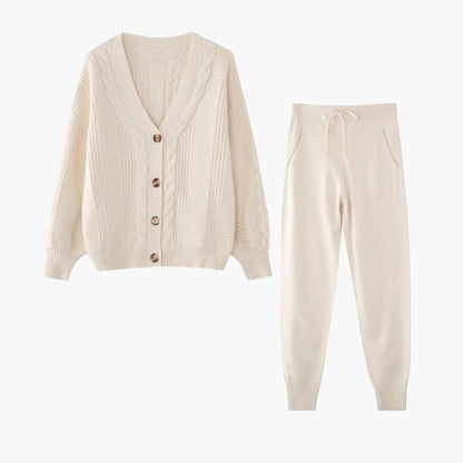 Ladies Soft Sweater Set with Cardigan - Olytrend
