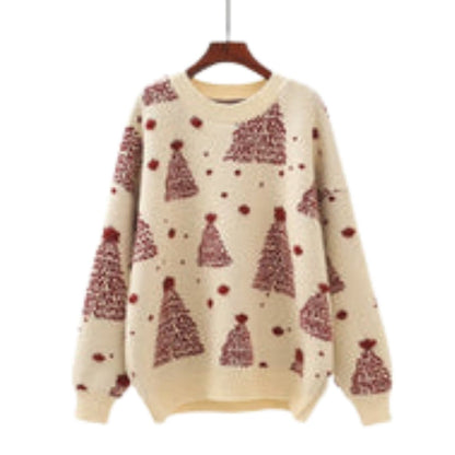 Soft Women's Sweater with Crew Neck and Patterned Style - Olytrend