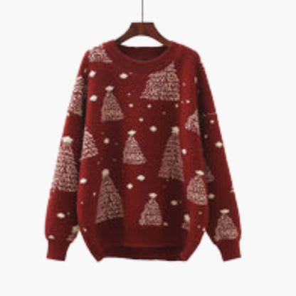 Soft Women's Sweater with Crew Neck and Patterned Style