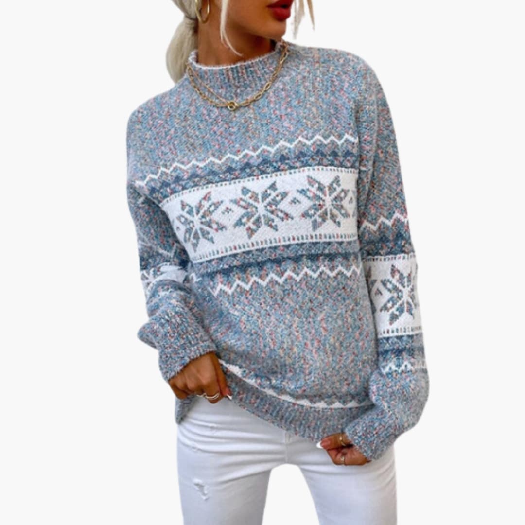 Women's Soft Fair Isle Crew Neck Sweater - Olytrend