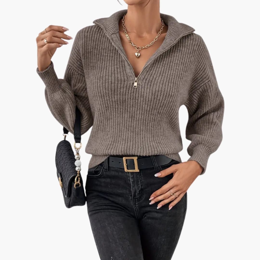 Soft Women's Crew Neck Ribbed Sweater - Olytrend