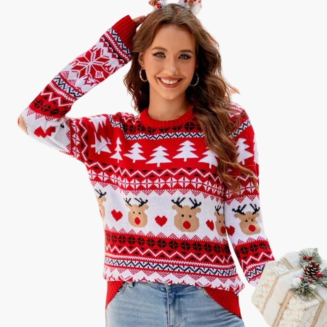 Cozy Women's Christmas Reindeer Sweater - Olytrend