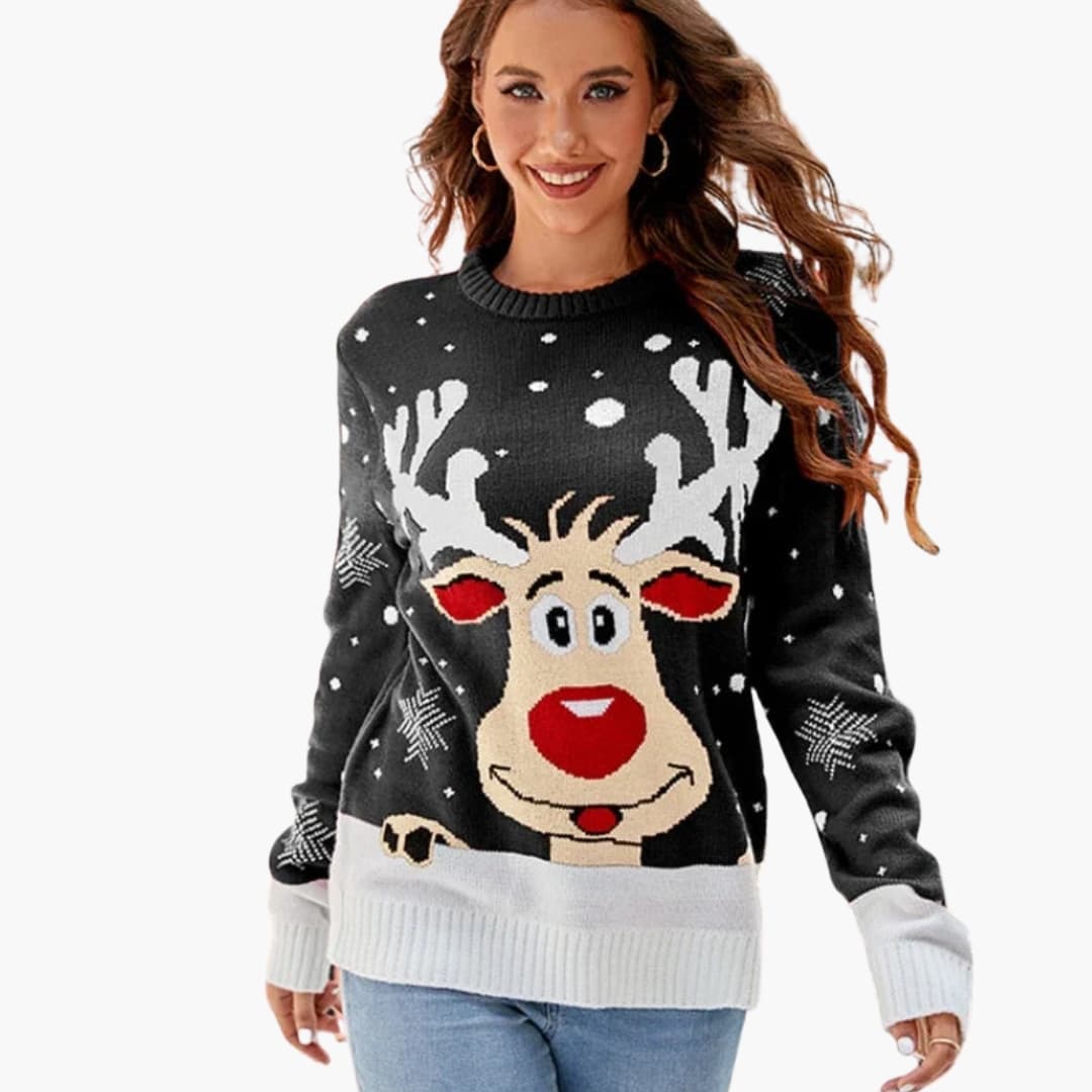 Cozy Women's Christmas Reindeer Sweater