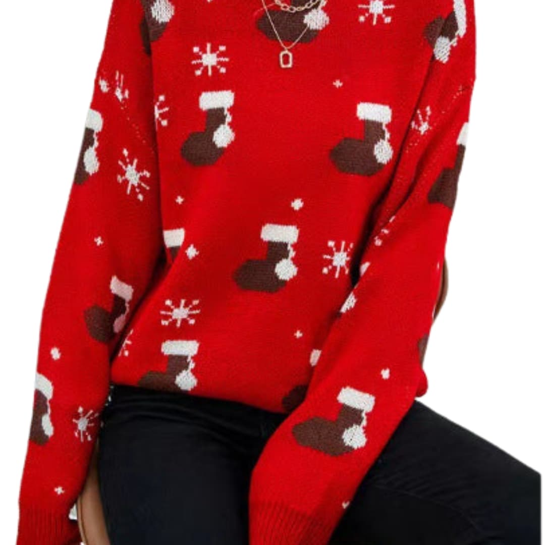 Soft Women's Crew Neck Wave Pattern Sweater - Olytrend