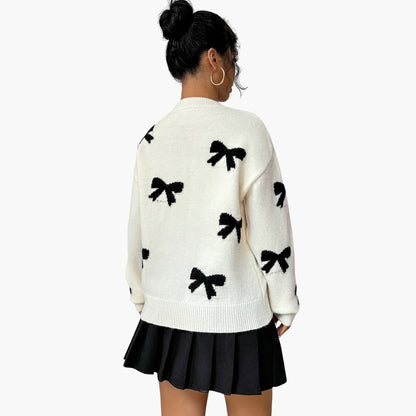 Ladies' Cable Knit Sweater with Ribbon Detail