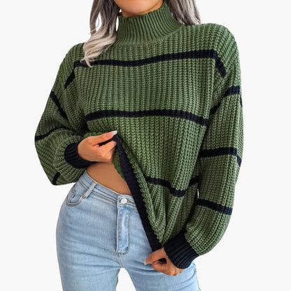 Fashionable Striped Crew Neck Women's Sweater