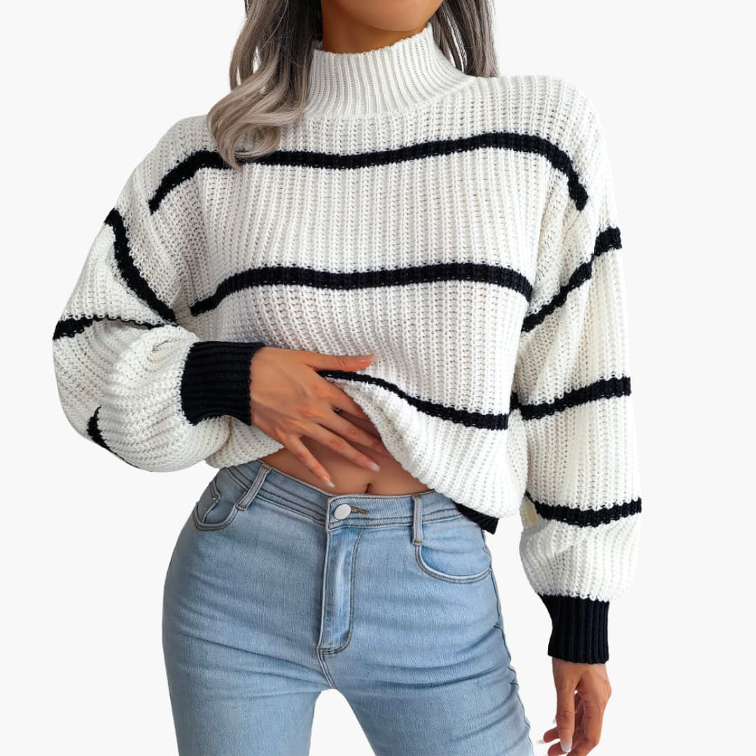 Fashionable Striped Crew Neck Women's Sweater