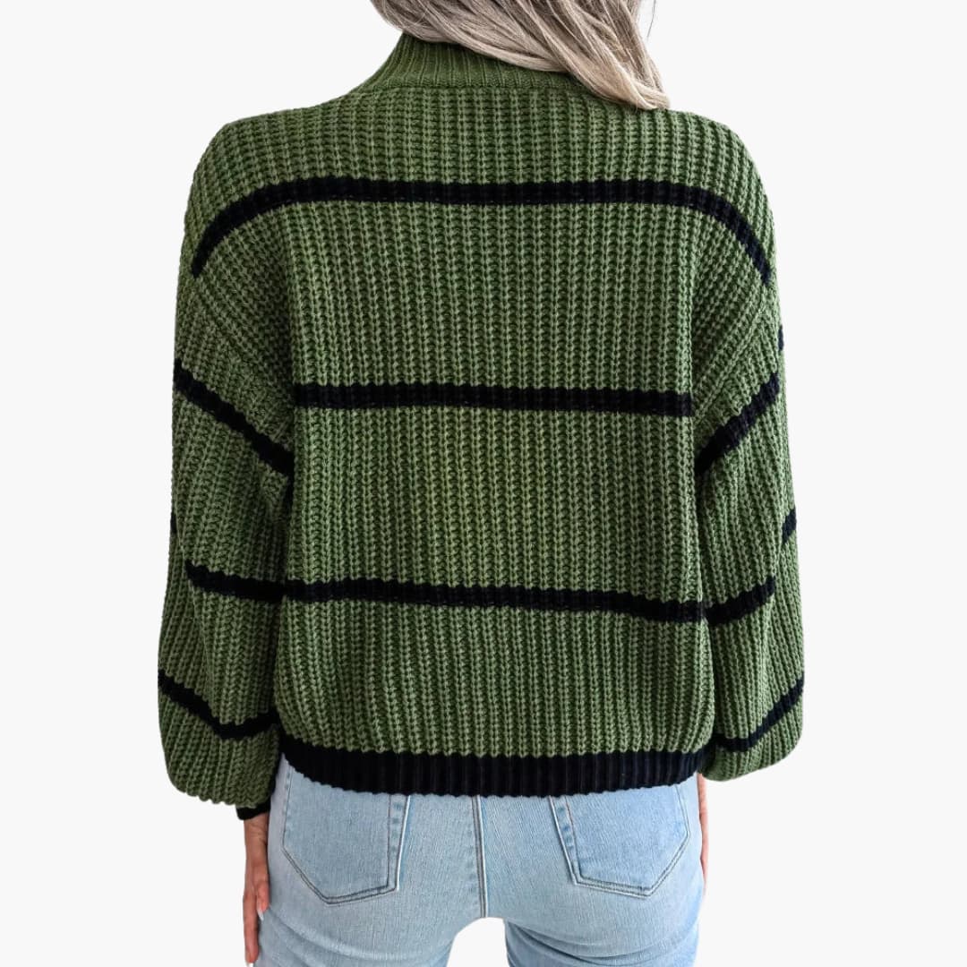 Fashionable Striped Crew Neck Women's Sweater