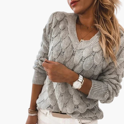 Soft Women's V Neck Cable Knit Sweater - Olytrend