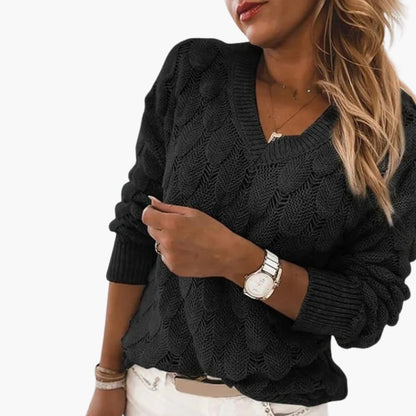Soft Women's V Neck Cable Knit Sweater