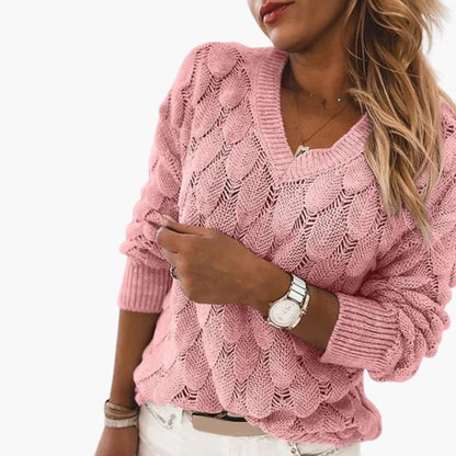 Soft Women's V Neck Cable Knit Sweater