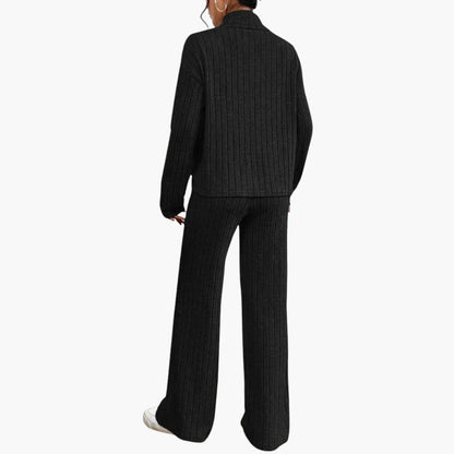 Comfortable Women's Cable Knit Sweater Pants Set