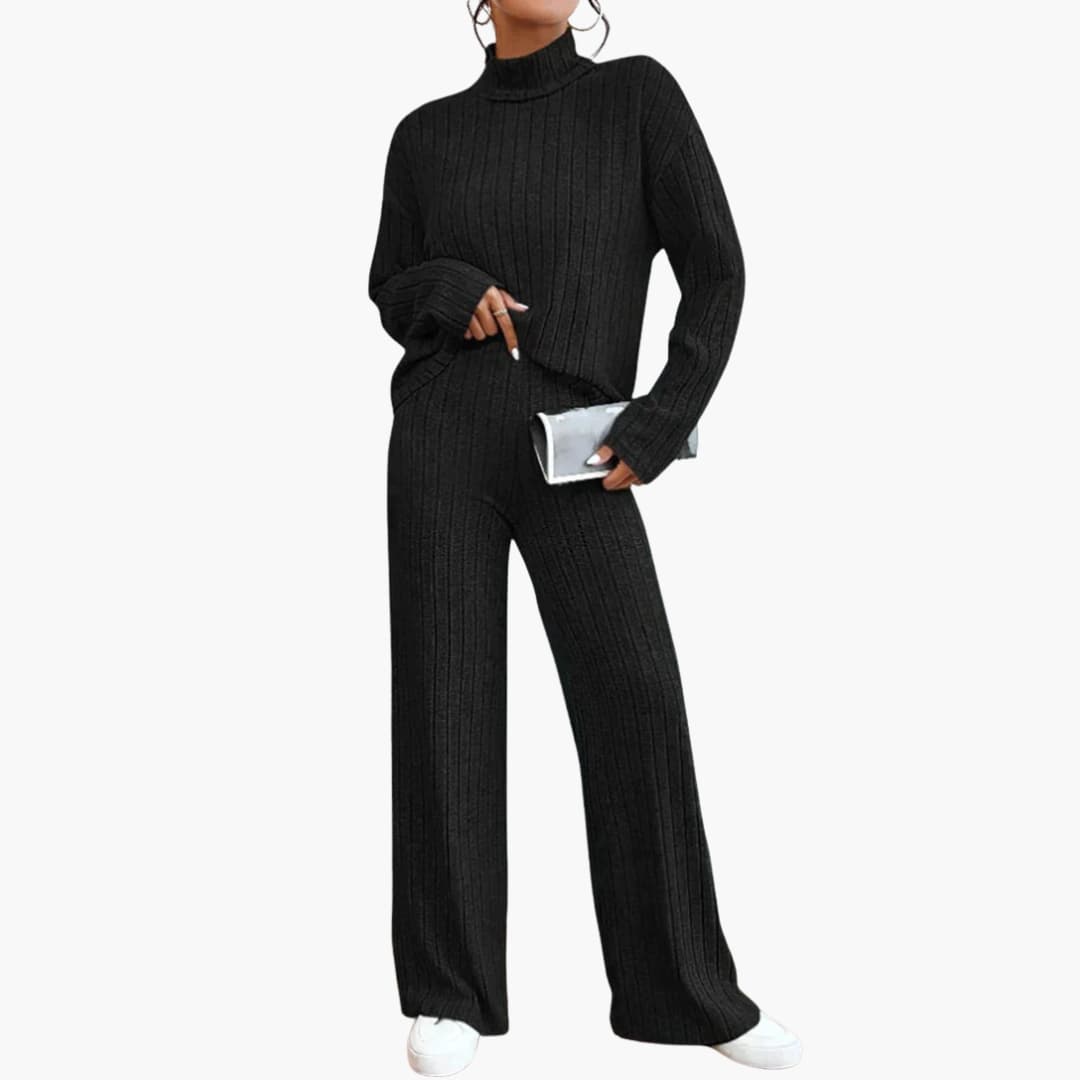 Comfortable Women's Cable Knit Sweater Pants Set - Olytrend
