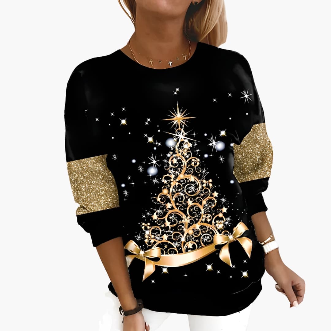 Ladies' Casual Crew Neck Holiday Top - Olytrend