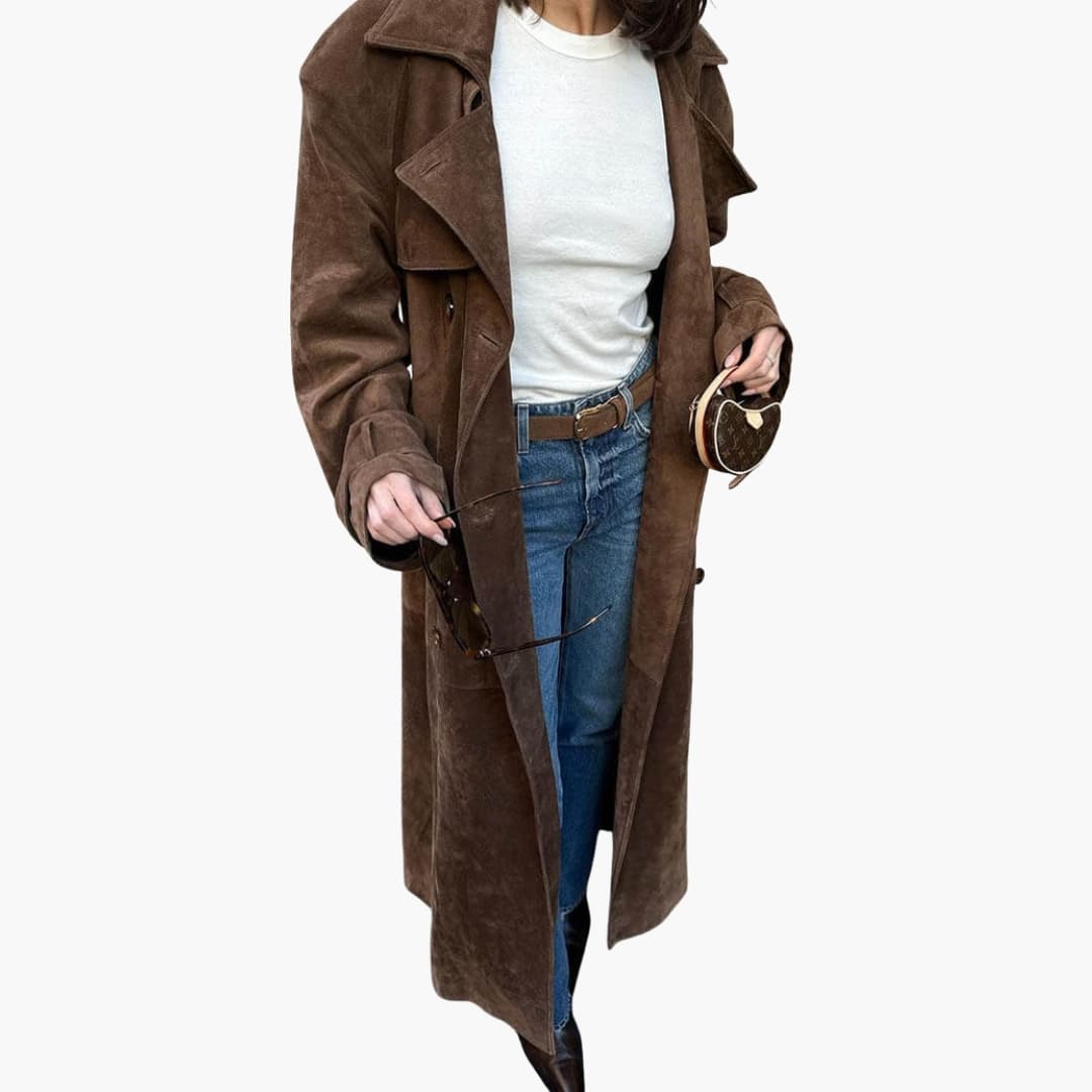 Classic Double Breasted Ladies Coat with Belt