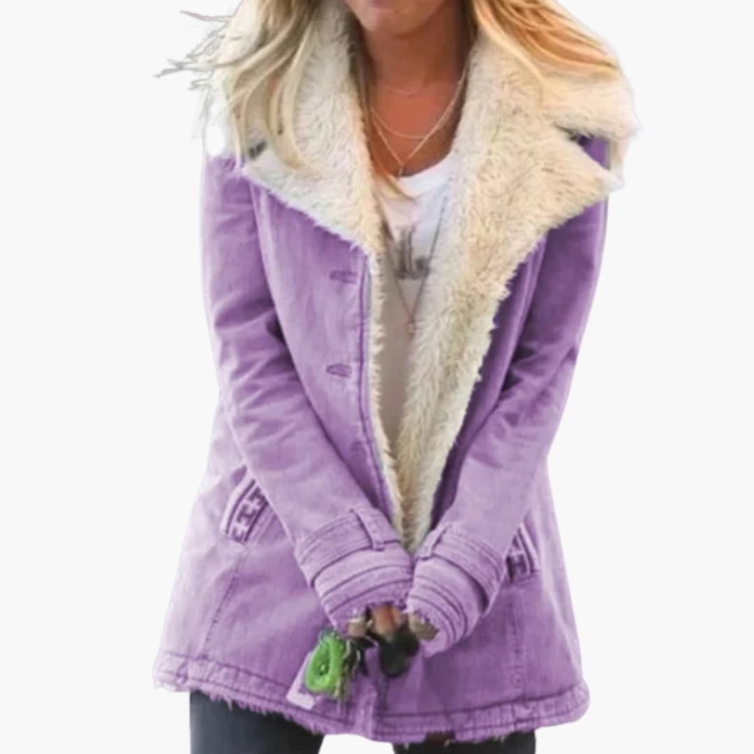 Warm Women's Parka with Zip Front and High Neck
