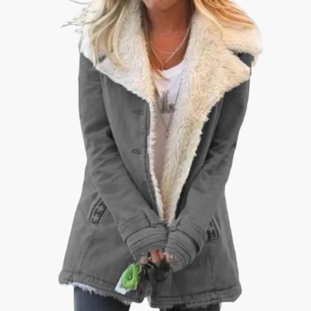 Warm Women's Parka with Zip Front and High Neck