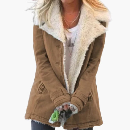 Warm Women's Parka with Zip Front and High Neck