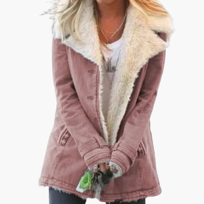 Warm Women's Parka with Zip Front and High Neck