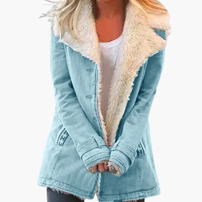Warm Women's Parka with Zip Front and High Neck