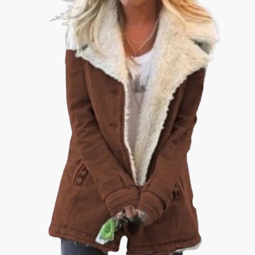 Warm Women's Parka with Zip Front and High Neck