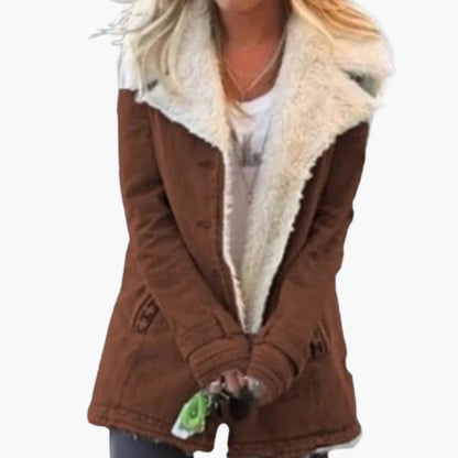 Warm Women's Parka with Zip Front and High Neck