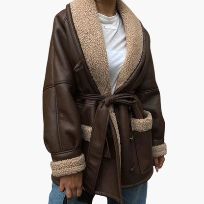 Ladies Warm Parka with Adjustable Waist and Pockets
